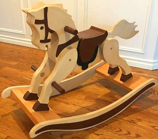 3D design drawings of wooden rocking horses