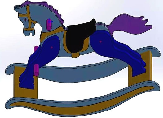 3D design drawings children rocking horse