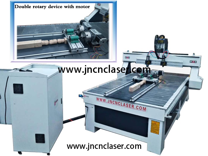 double heads cnc router with rotary